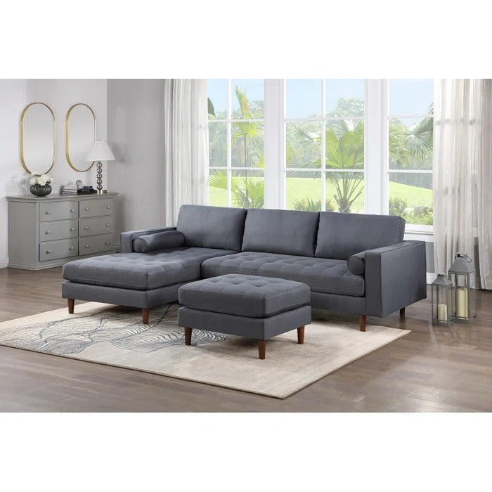L Shape Sofa Set: Reversible Sofa & Chaise with Ottoman