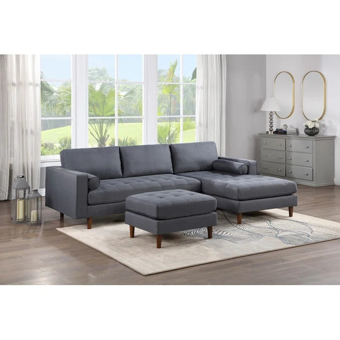 L Shape Sofa Set: Reversible Sofa & Chaise with Ottoman