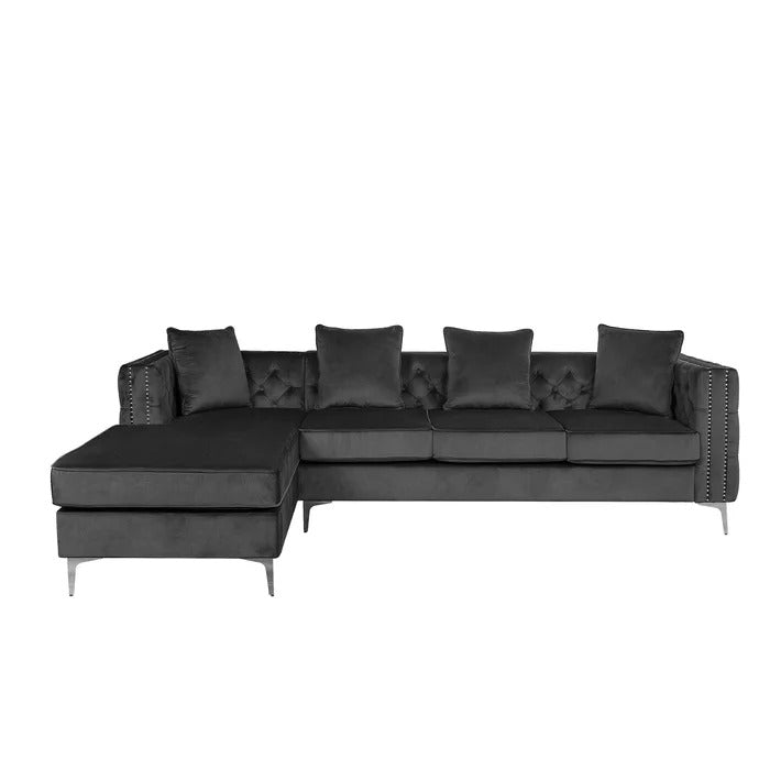 L Shape Sofa Set: Solid Wood Frame