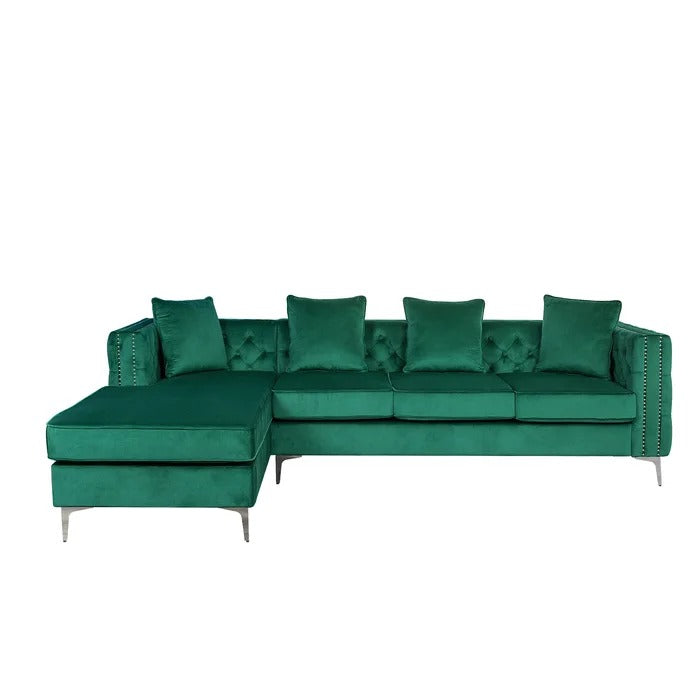 L Shape Sofa Set: Solid Wood Frame