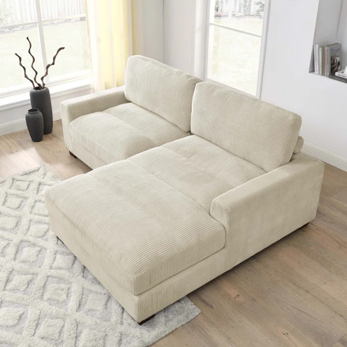 L Shape Sofa Set: Wide Right Hand Facing Sofa & Chaise