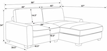 L Shape Sofa Set: Wide Right Hand Facing Sofa & Chaise
