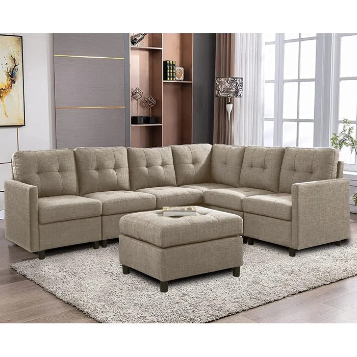 L Shape ofa Set: Modular Sofa & Chaise with Ottoman