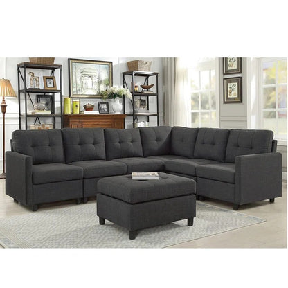 L Shape ofa Set: Modular Sofa & Chaise with Ottoman