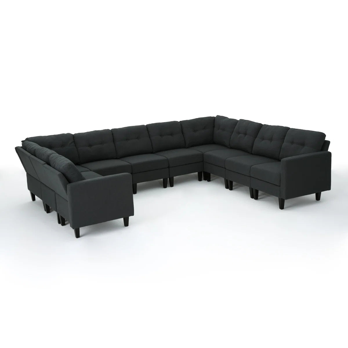 7 Seater Sofa Set: 10-Piece Modular Upholstered Sectional Sofa Set