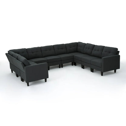 7 Seater Sofa Set: 10-Piece Modular Upholstered Sectional Sofa Set
