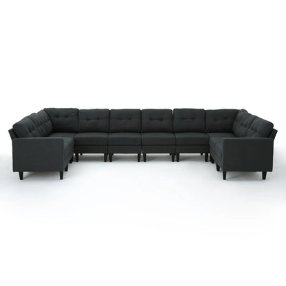 7 Seater Sofa Set: 10-Piece Modular Upholstered Sectional Sofa Set