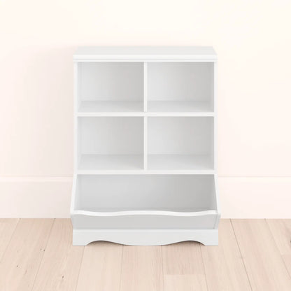 Kids Toy Storage Unit: Classic Wooden Organiser with Cubbies and Bin