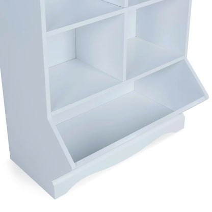 Kids Toy Storage Unit: Classic Wooden Organiser with Cubbies and Bin