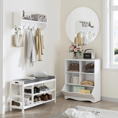 Kids Toy Storage Unit: Classic Wooden Organiser with Cubbies and Bin
