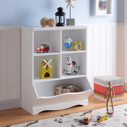 Kids Toy Storage Unit: Classic Wooden Organiser with Cubbies and Bin