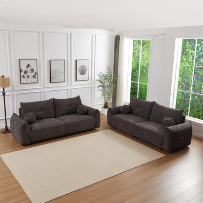 7 Seater Sofa Set:  2-Seater Cushion Sofas with Pillows Set