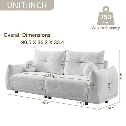 7 Seater Sofa Set: 90" 2-Seater Cushion Sofa with Ball Pillows