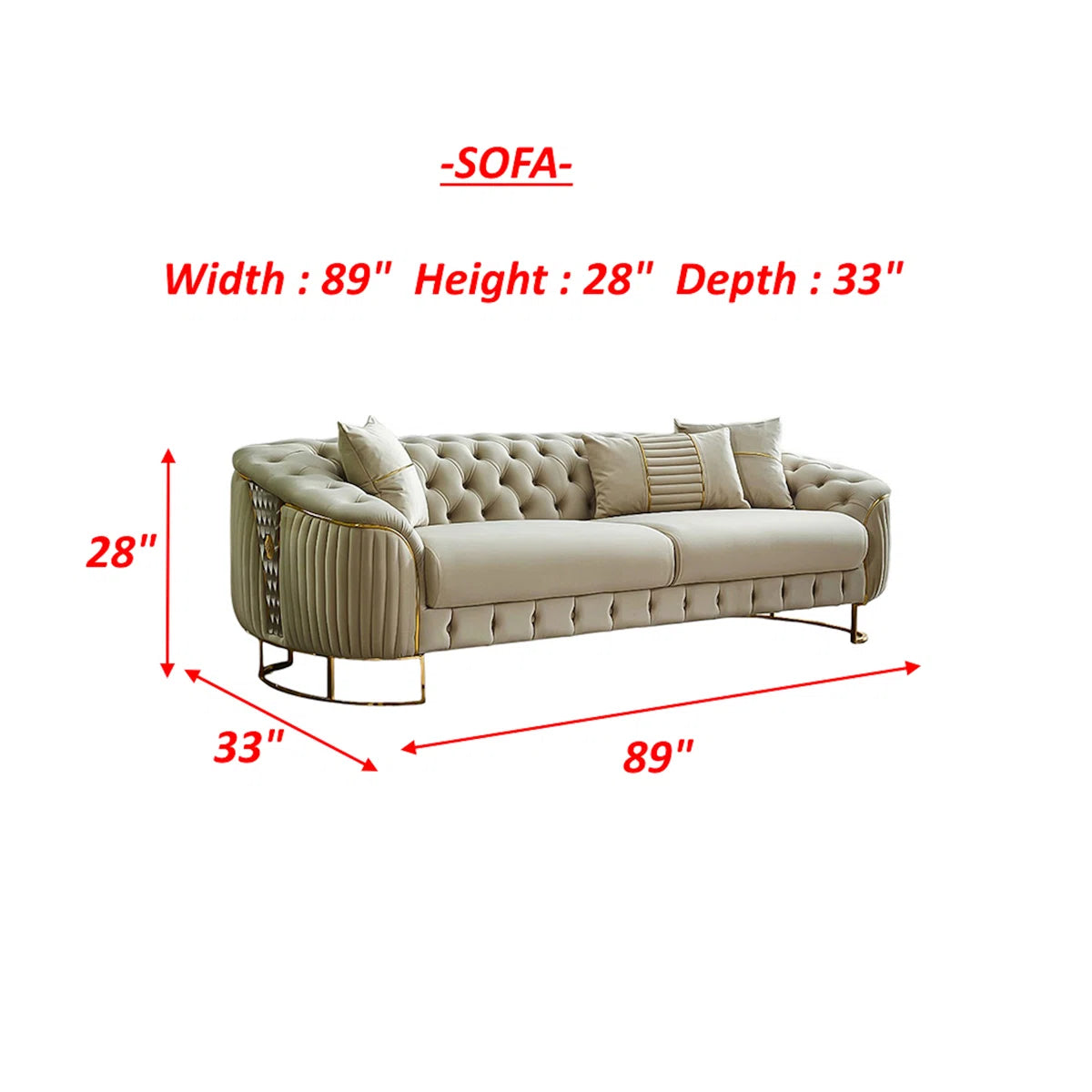 Luxury Sofa Sets: 4-Piece Velvet Sofa & Chair Set with Tufted Design and Gold Legs