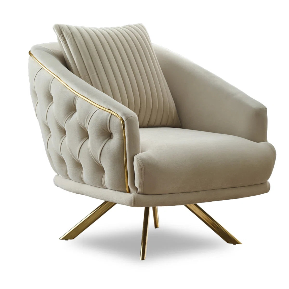 Luxury Sofa Sets: 4-Piece Velvet Sofa & Chair Set with Tufted Design and Gold Legs