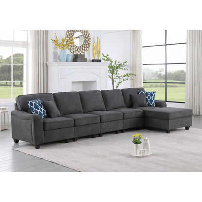 7 Seater Sofa Set:  Langport 145" Woven Modern Sofa Set