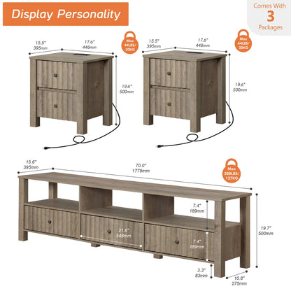 tv panel: 70'' Wide Storage Credenza Set of 3 for Organization