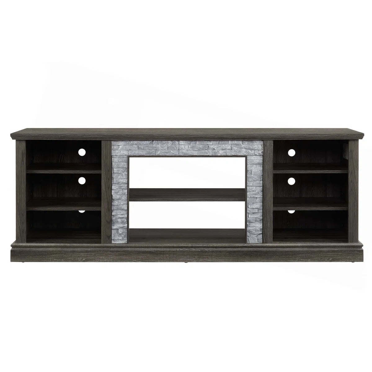tv panel: Large tv panel TV Desk Storage Rack With Faux Stacked Stone Surround, Media Console Table With Large Storage Cabinet, Modern TV Media