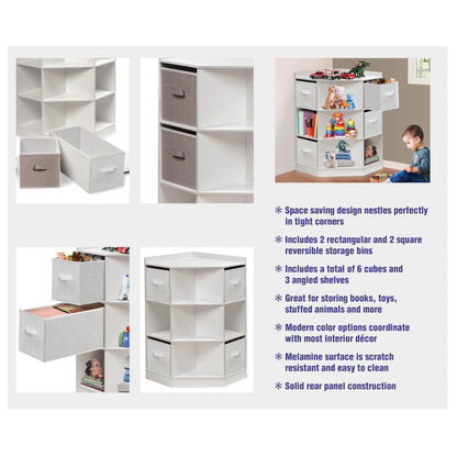 Kids Toy Storage Unit: Corner Cubby Storage with 9 Shelves and 4 Bins
