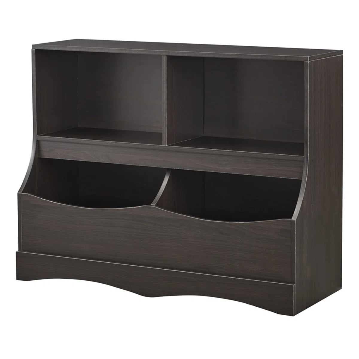 Kids Toy Storage Unit: Lavella Toy & Book Rack with Bookshelves & Cubbies – Espresso Finish