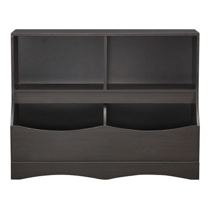 Kids Toy Storage Unit: Lavella Toy & Book Rack with Bookshelves & Cubbies – Espresso Finish