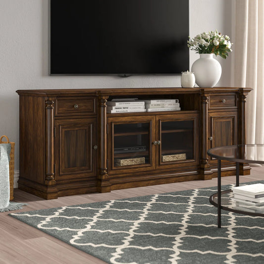 tv panel: 88" TV Console in Solid Wood with Ample Storage