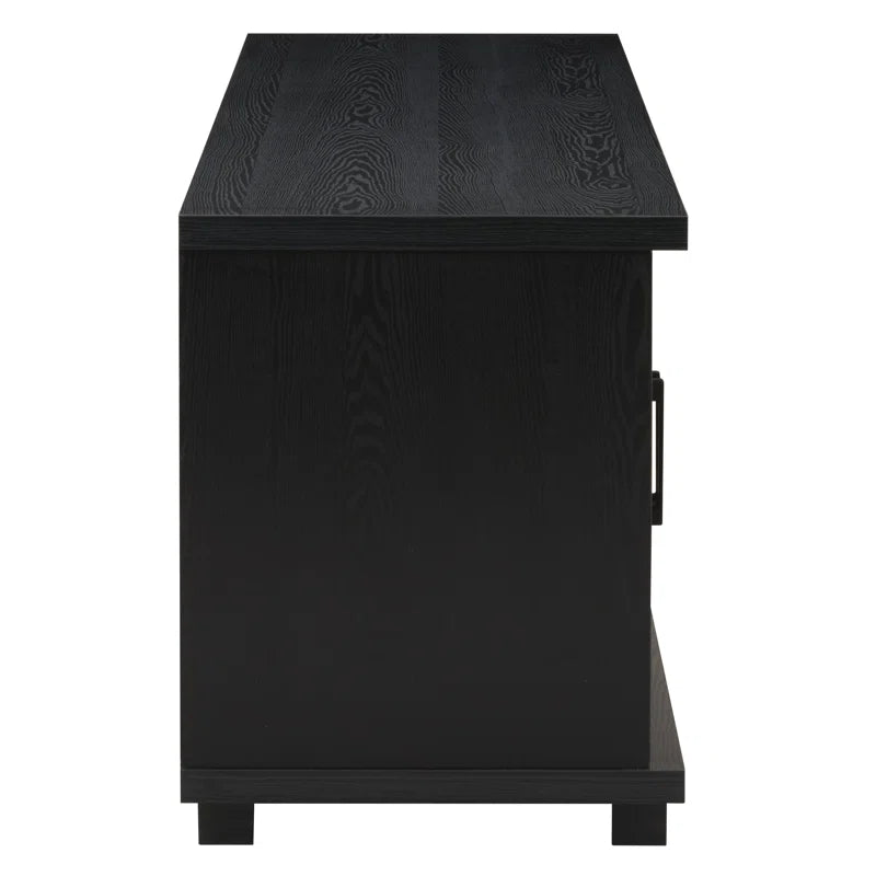 tv panel: Modern TV panel for 88" screens with open shelves and storage