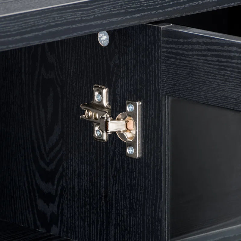 tv panel: Modern TV panel for 88" screens with open shelves and storage