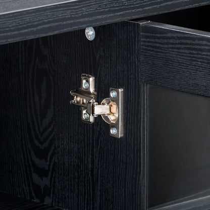 tv panel: Modern TV panel for 88" screens with open shelves and storage