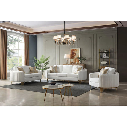 Luxury Sofa Sets: Lexi 3-Piece Chenille Sofa, Loveseat & Chair with Gold Accents
