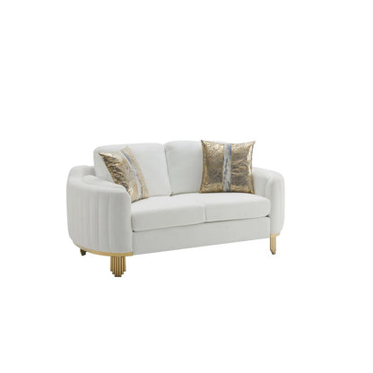 Luxury Sofa Sets: Lexi 3-Piece Chenille Sofa, Loveseat & Chair with Gold Accents