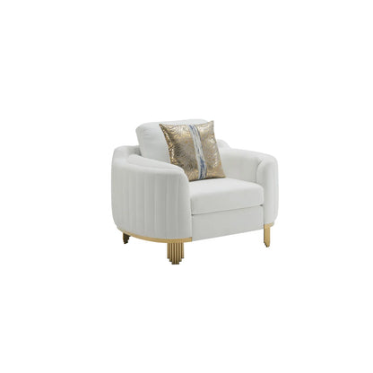 Luxury Sofa Sets: Lexi 3-Piece Chenille Sofa, Loveseat & Chair with Gold Accents