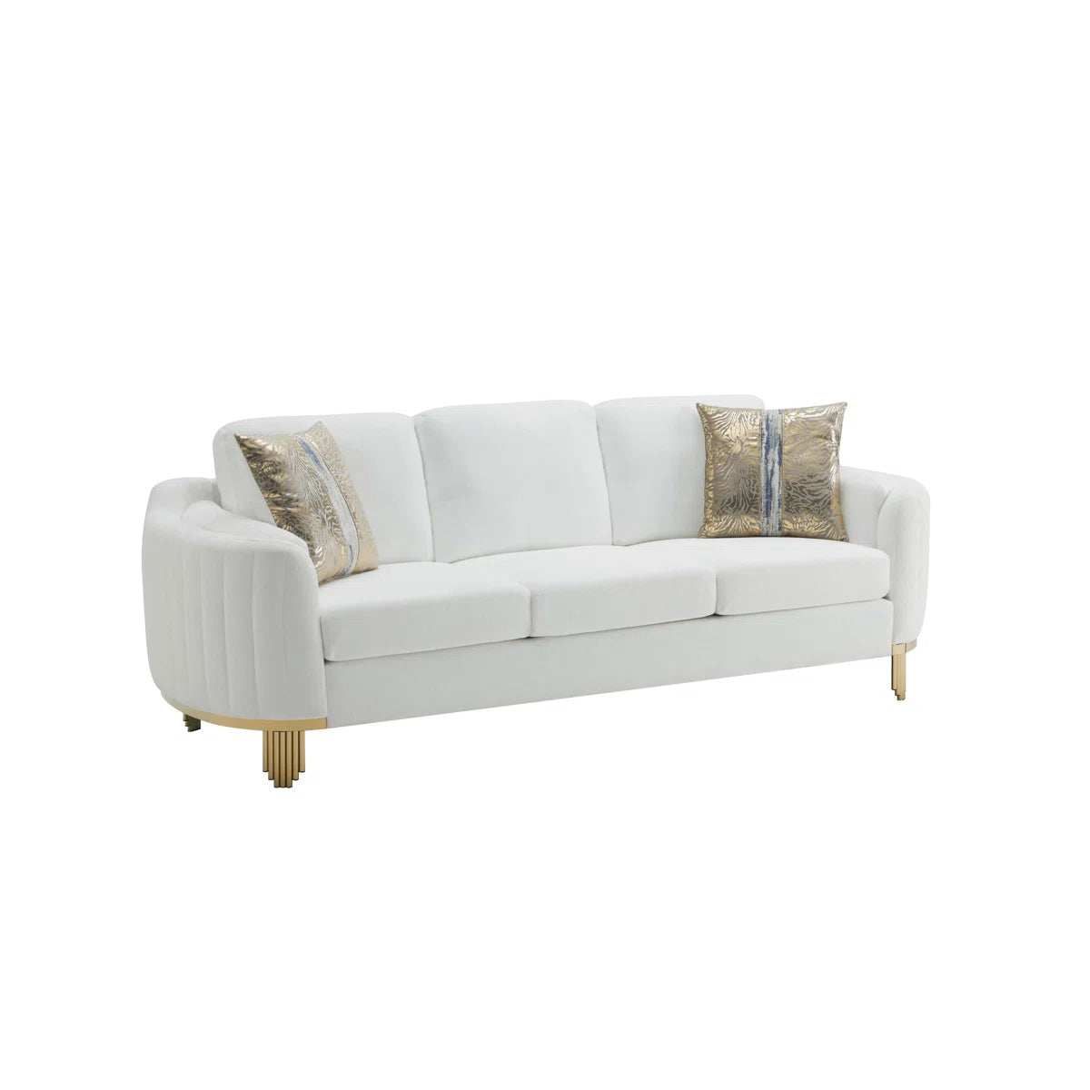 Luxury Sofa Sets: Lexi 3-Piece Chenille Sofa, Loveseat & Chair with Gold Accents