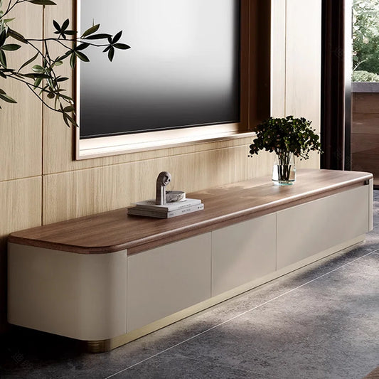 tv panel: Light Luxury Solid Wood tv panel with Elegant Storage Design