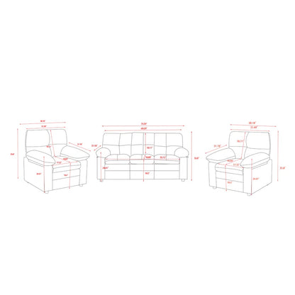 Luxury Sofa Sets: 3-Piece Cotton Upholstered Sofa & Chair Set with Pillowtop Arms