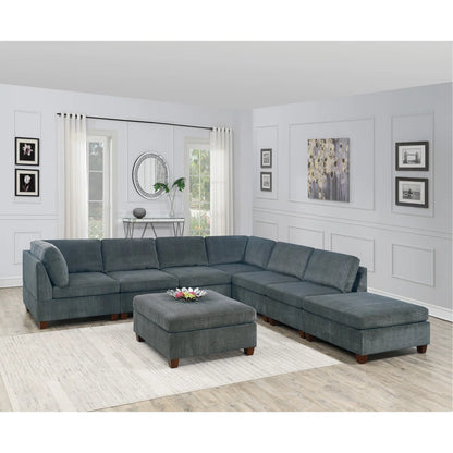 7 Seater Sofa Set: 8-Piece Modular L-Sectional with Ottomans
