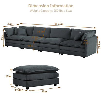 7 Seater Sofa Set: U-Shaped Chenille Modular Sofa Set