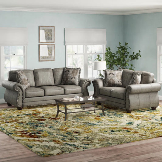 Luxury Sofa Sets: Traditional Style 2-Piece Sofa Set – Sofa & Loveseat with Nailhead Detailing