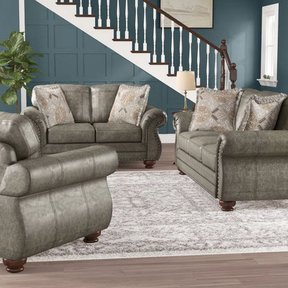 Luxury Sofa Sets: Traditional Style 2-Piece Sofa Set – Sofa & Loveseat with Nailhead Detailing