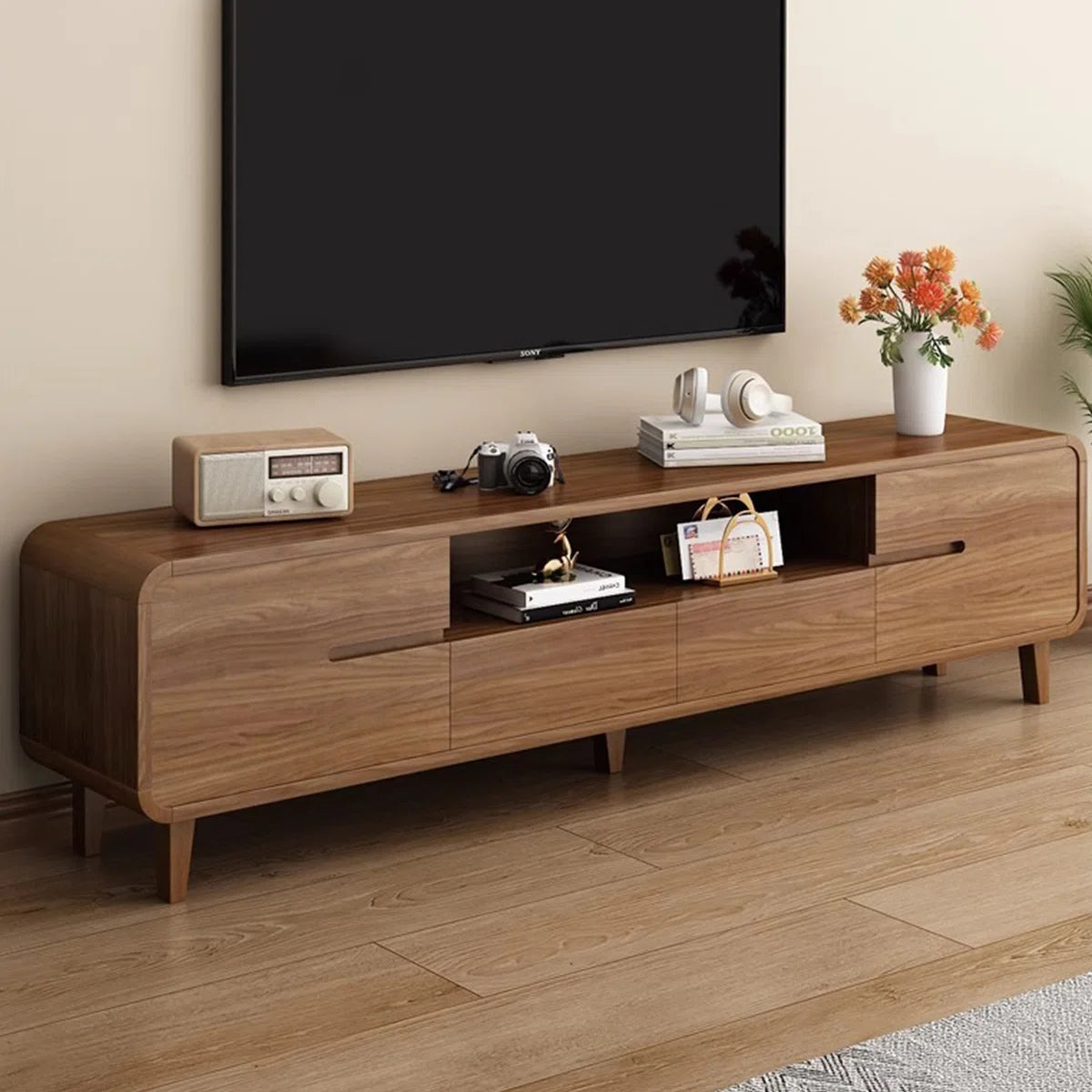 tv panel: Modern tv panel Made of Durable Manufactured Wood with Storage