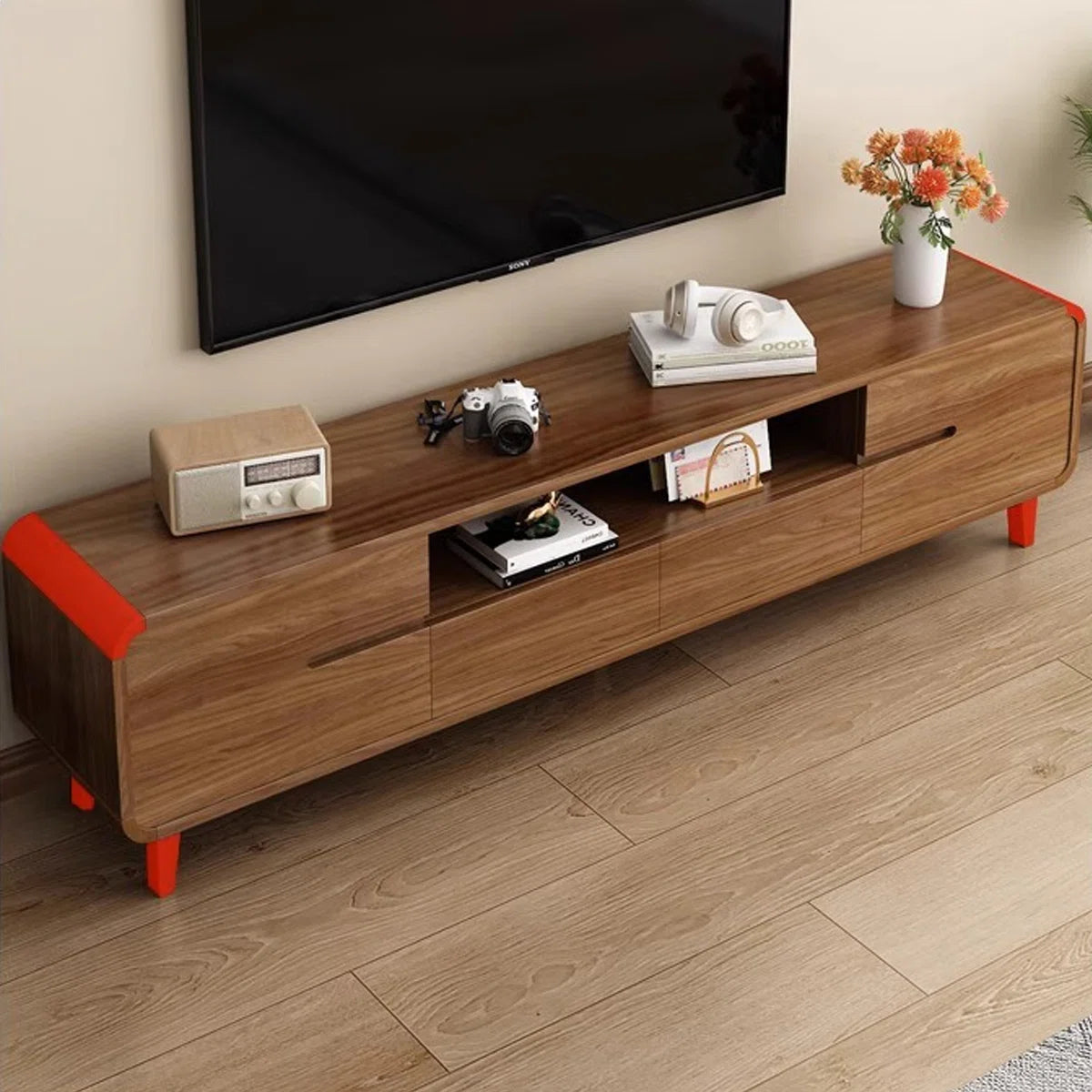 tv panel: Modern tv panel Made of Durable Manufactured Wood with Storage