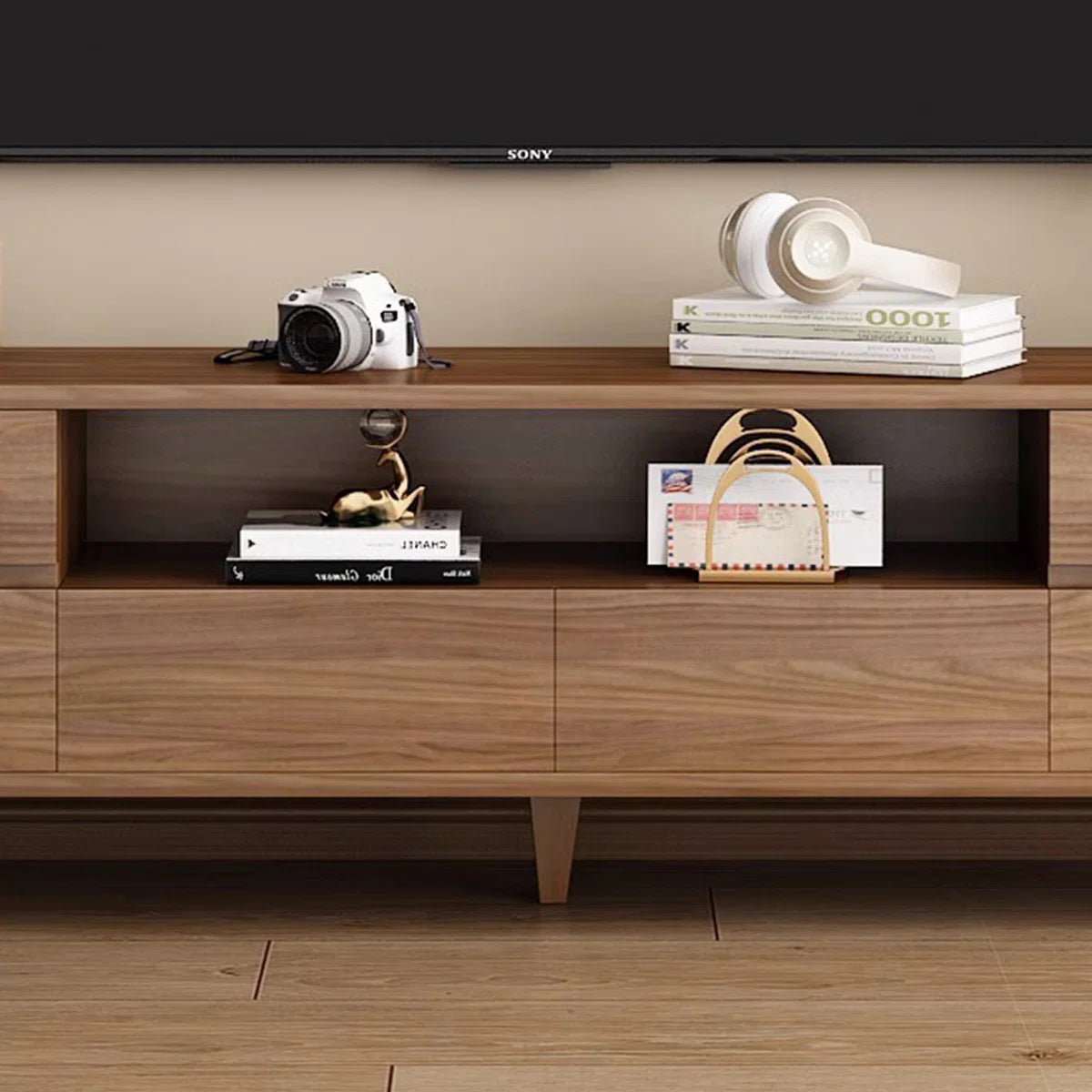 tv panel: Modern tv panel Made of Durable Manufactured Wood with Storage