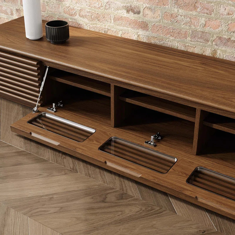 tv panel: Fully Assembled Minimalist TV Console with Drawers and Flip-down Door