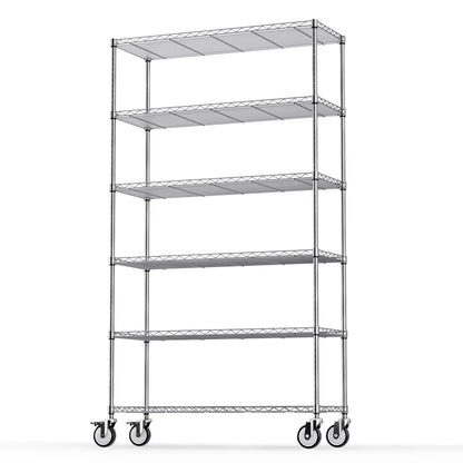 Kitchen Racks: Adjustable 6-tier Steel Wire Shelving Unit With Wheels