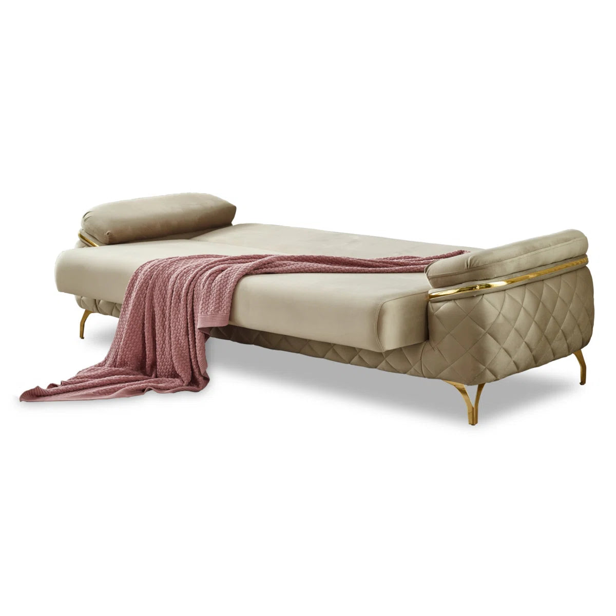 Luxury Sofa Sets: 4-Piece Velvet Sofa & Chair Set with Gold Legs and Storage – Cream