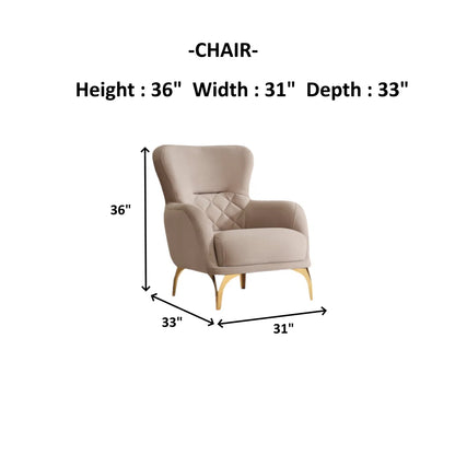 Luxury Sofa Sets: 4-Piece Velvet Sofa & Chair Set with Gold Legs and Storage – Cream