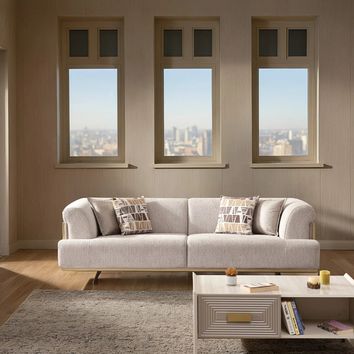 7 Seater Sofa Set: Luxurious Velvet 3-Piece Living Room sofa