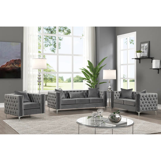 7 Seater Sofa Set: Marti Hickory Geovanni 3-Piece Velvet Living Room Set