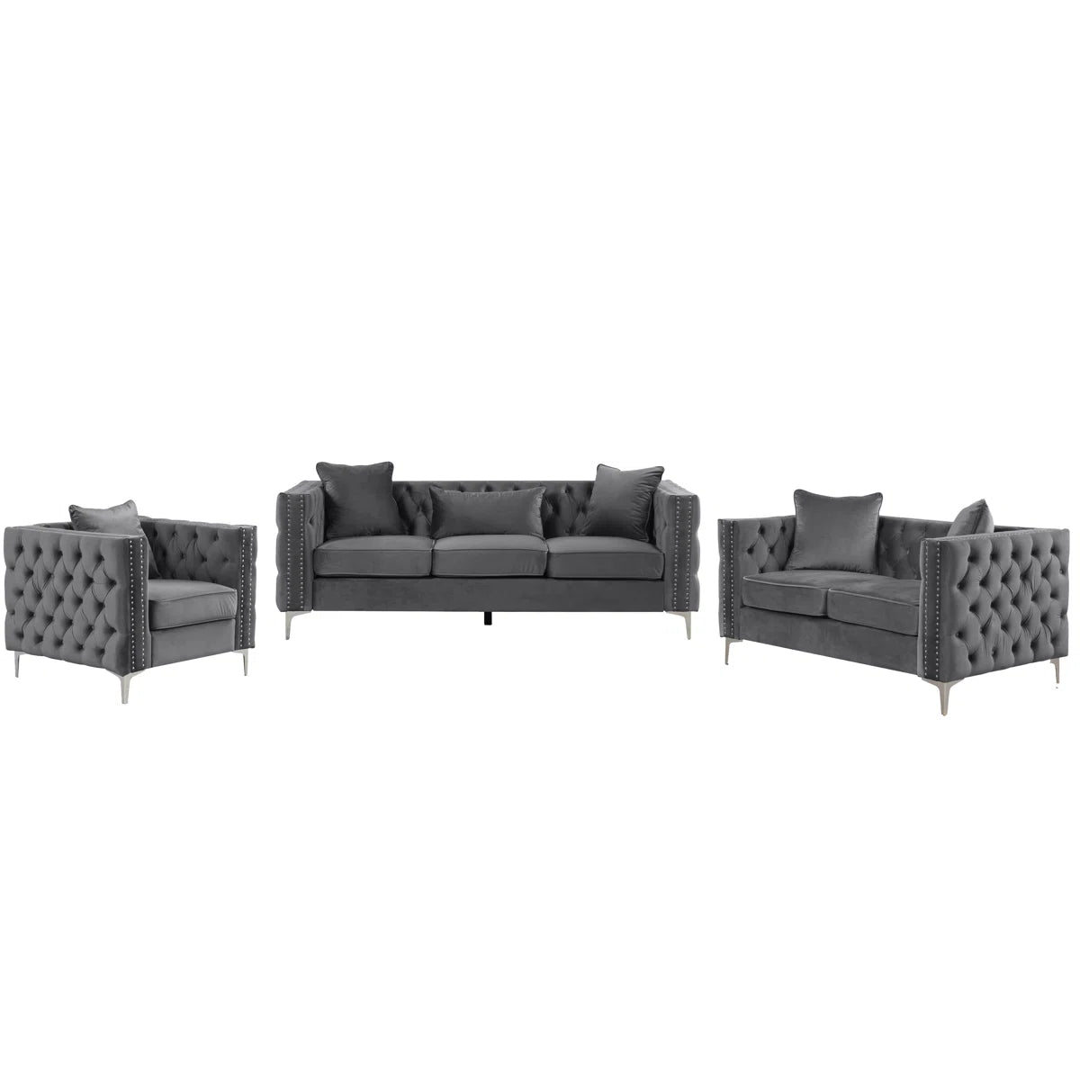 7 Seater Sofa Set: Marti Hickory Geovanni 3-Piece Velvet Living Room Set