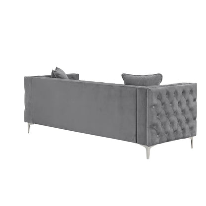 Luxury Sofa Sets: Velvet Tufted 2-Piece Living Room Set with Chrome Legs and 5 Toss Pillows